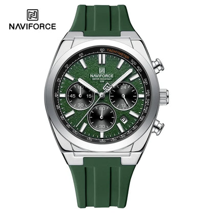 NAVIFORCE Montres Homme Chronographe Multifonctionnel Bracelet en Silicone Aiguilles Lumineuses Étanche 3ATM Haute Qualité Original pour Homme