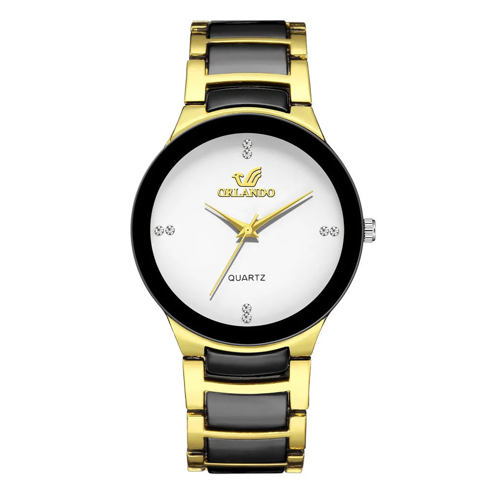 ORLANDO Montres Homme Luxe Nouvel Arrivé Or Noir Cool Quartz Acier Montre-bracelet Exquis Masculino Relogio Horloge Tendance