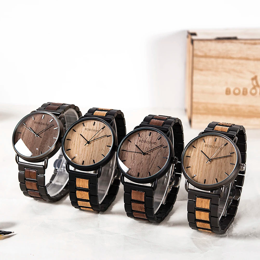 BOBO BIRD Montre Homme Bois de Zèbre Marque de Luxe Montres-bracelets à Quartz pour Homme Horloge Masculine Montres Simples Ultra-minces pour Homme