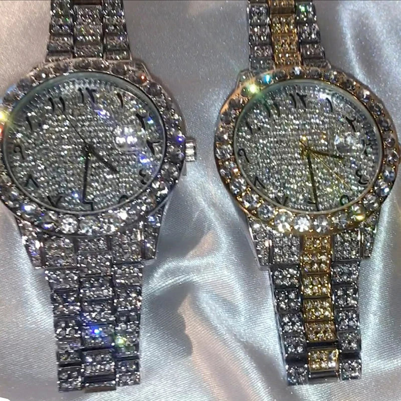 Luxury Full Rhinestone Watch for Women Girls Gifts Sparkling Quartz Timepiece with Stainless Steel Strap Wristwatch for Lover