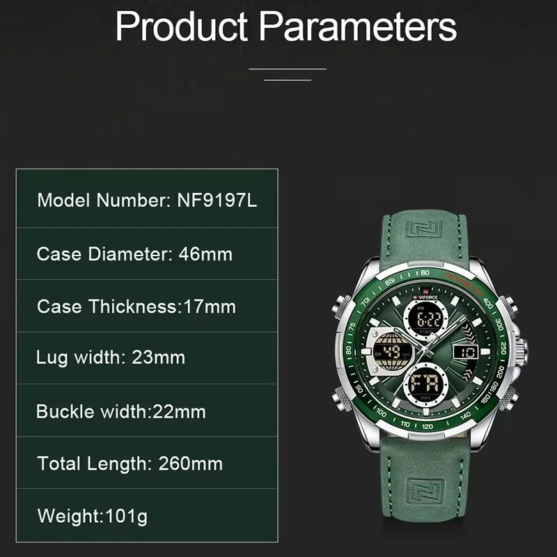Montre Militaire NAVIFORCE pour Homme Chronographe Multifonction Sport Étanche 3ATM avec Alarme Affichage Jour et Date Cadeaux pour Hommes Horloge