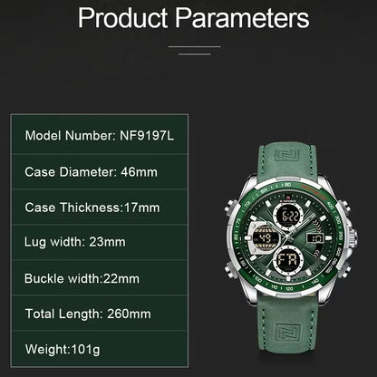 Montre Militaire NAVIFORCE pour Homme Chronographe Multifonction Sport Étanche 3ATM avec Alarme Affichage Jour et Date Cadeaux pour Hommes Horloge