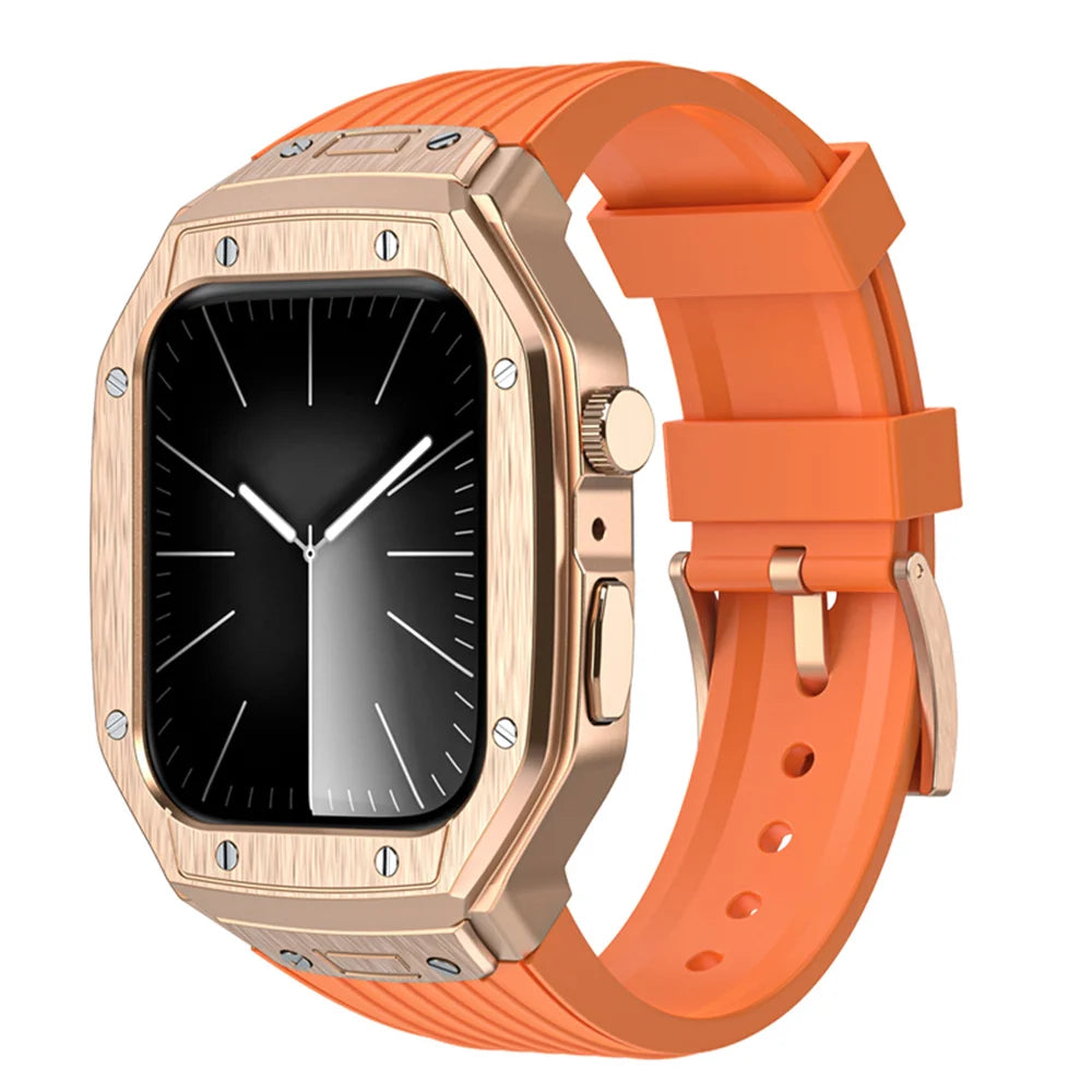 Modification Kit Metal Case & TPU Strap for iWatch Series 9 8 7 45mm 6 5 4 SE 44mm