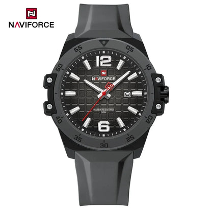 Montre de mode NAVIFORCE pour hommes avec bracelet en silicone Mouvement à quartz Montre élégante pour hommes Classique Étanche 5ATM Montres pour hommes
