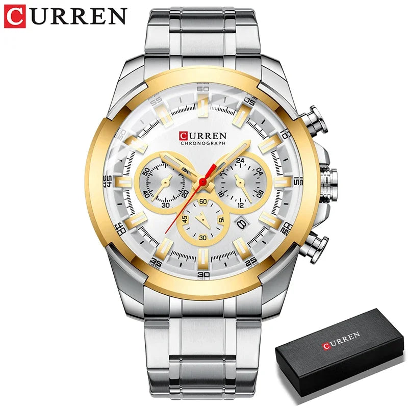 Montre à quartz CURREN pour hommes, marque de luxe, mode, affaires, montres en acier étanches pour hommes, montre-bracelet de sport, Relogio Masculino