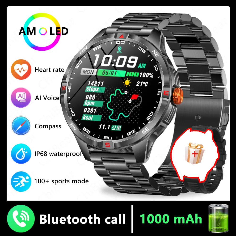 T-Rex 3 Military 1000mAh Battery Smart Watch Adult Men Compass Bluetooth Call AMOLED Screen Heart Rate Waterproof SmartWatches