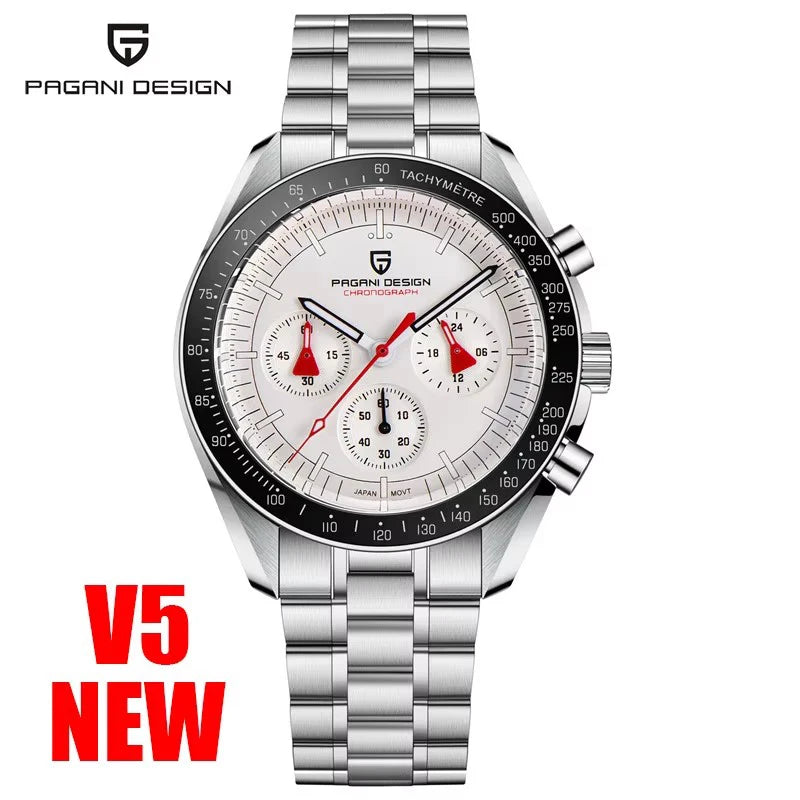 2026 New PAGANI DESIGN V5 Moon Men's Watches Top Luxury Quartz Watch For Men Chronograph Waterproof Sport Stainless Steel Clock