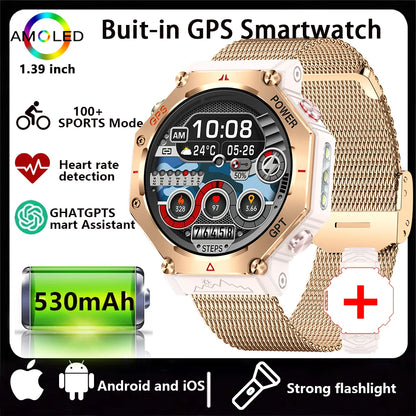Montre intelligente 2026 Nouvelle IA ChatGPT 3ATM Étanche GPS Double bande GNSS Boussole Militaire Sport Montre intelligente Homme Femme