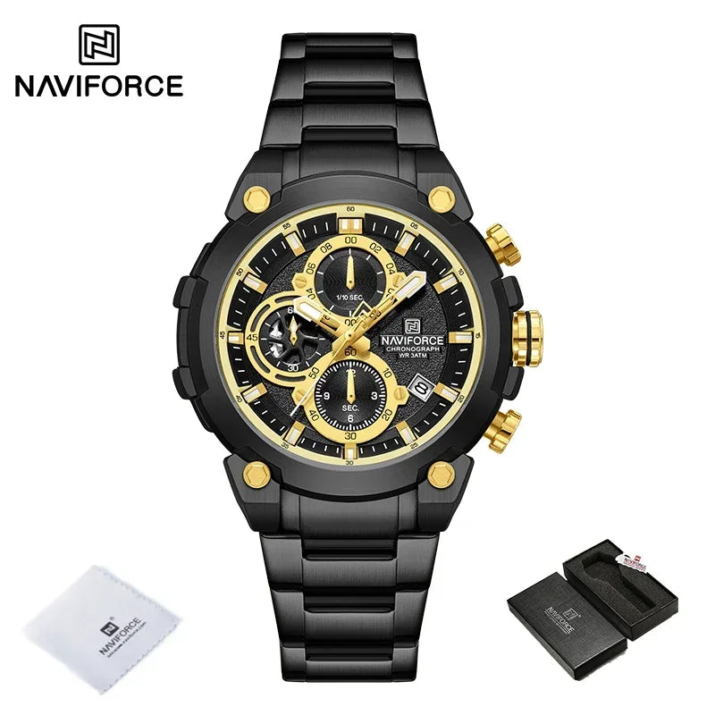 Montre Militaire Homme NAVIFORCE Luxe Étanche Quartz Chronographe Bracelet Montre Masculino Tendance Horloge