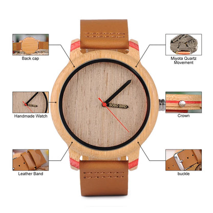Montre en bois BOBO BIRD pour hommes et femmes Montres en bois unisexes légères fabriquées à la main Offre à durée limitée personnalisée