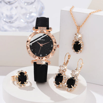 Montres pour femmes, ensemble de 5 pièces, montres-bracelets élégantes et luxueuses en strass pour femmes, montre à quartz pour fille, bracelet-montre, cadeau