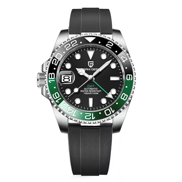 PAGANI DESIGN GMT automatic watch with sapphire crystal and stainless steel bracelet