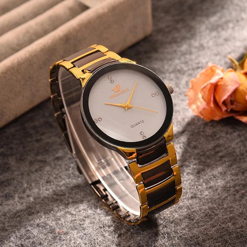 ORLANDO Montres Homme Luxe Nouvel Arrivé Or Noir Cool Quartz Acier Montre-bracelet Exquis Masculino Relogio Horloge Tendance