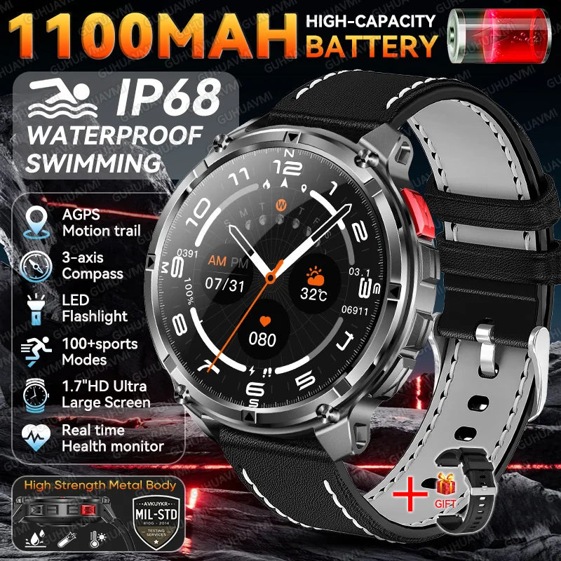 2026 New T-Rex3 Ultra 1100mAh Super Capacity Battery Adult Men Smart Watch 1.7" Large Screen Call 5ATM Waterproof Sports Watches