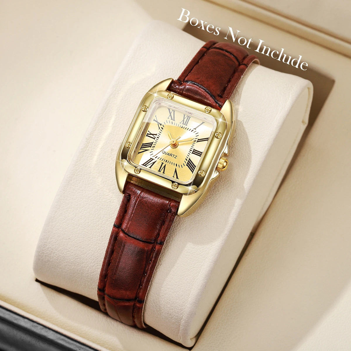 Montres-bracelets en cuir pour femmes Fashion Square Montre à quartz décontractée à cadran Roma pour femmes Relogio Feminino (sans boîte)