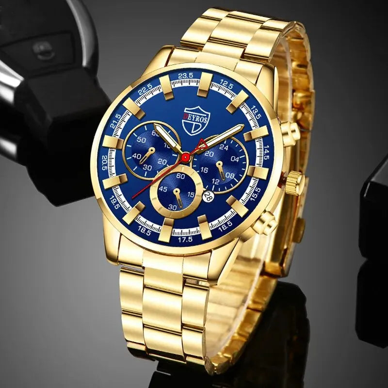 Montre Bracelet Homme Mode Affaires Acier Inoxydable Quartz Calendrier Date Décontractée Sport Lumineuse