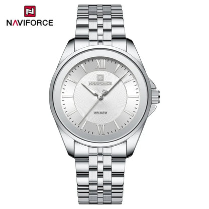 NAVIFORCE Ladies 3ATM Waterproof Quartz Watch Simple Fashion Stainless Steel Watchband Woman Quartz Watch Gifts For Women NF5067