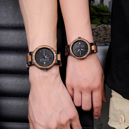Montre en bois pour couple BOBOB BIRD pour homme et femme, montres personnalisées pour amoureux, cadeaux d'anniversaire dans un coffret cadeau en bois