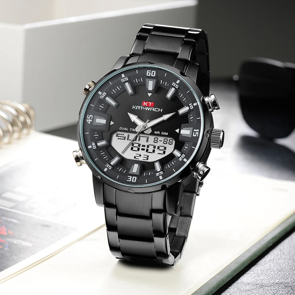KAT-WACH KT 1815 Dual Display Alloy Case Watch