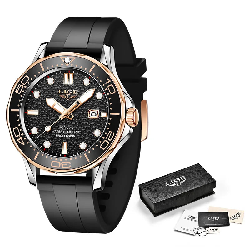 2026 LIGE New Business Mens Watches Top Brand Luxury Dive Watch For Men Waterproof Date Clock Sport Watch Relogio Masculino+Box
