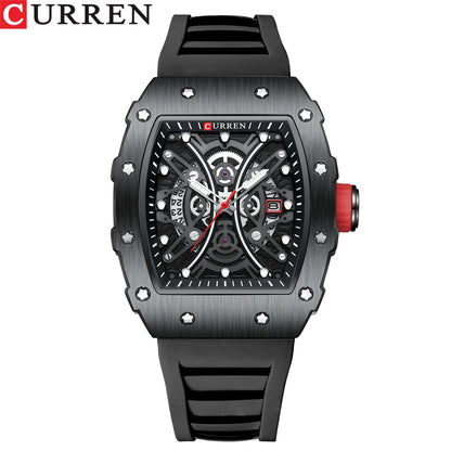 CURREN 3D Collection Rectangular Silicone Strap Watch