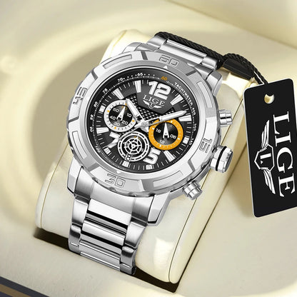 Relogio Masculino LIGE Sport Men Watch Montre Homme de Luxe de Marque Supérieure à Quartz Montre-Bracelet Homme Tendance Militaire Étanche Chronographe Horloge Masculine
