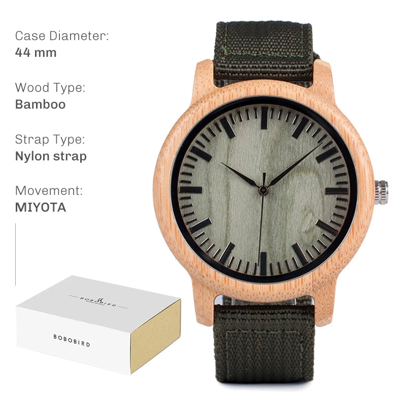 Montre en bois BOBO BIRD pour hommes et femmes Montres en bois unisexes légères fabriquées à la main Offre à durée limitée personnalisée