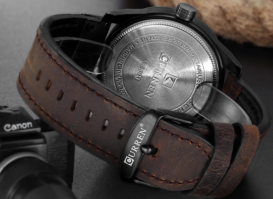 Marque de montres de luxe CURREN Montres de sport militaires pour hommes Montre à quartz pour hommes Décontractée en cuir Relogio Masculino