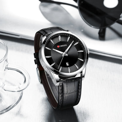 Montres CURREN à Quartz pour Hommes, Bracelet en Cuir, Montres-Bracelets Masculines, Marque de Luxe, Horloge d'affaires pour Hommes, 45 mm, Reloj Hombres
