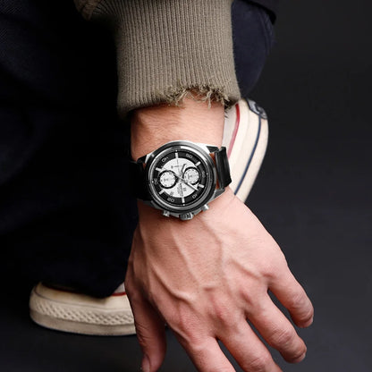 NAVIFORCE Montres Hommes Multifonctions Étanche Montre Quartz Lumineuse de Nuit Montre Bracelet en Cuir Business pour Hommes