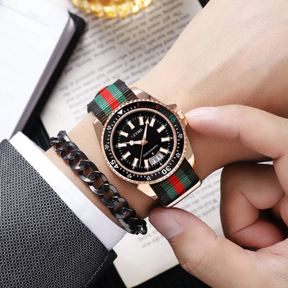 Nouvelle montre de calendrier à bracelet en nylon pour homme, luxueuse et simple montre à quartz de nuit pour hommes et femmes d'affaires