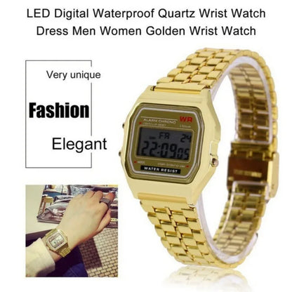 Montre-bracelet numérique LED sport multifonctionnelle avec bracelet en acier pour hommes et femmes, montre électronique professionnelle