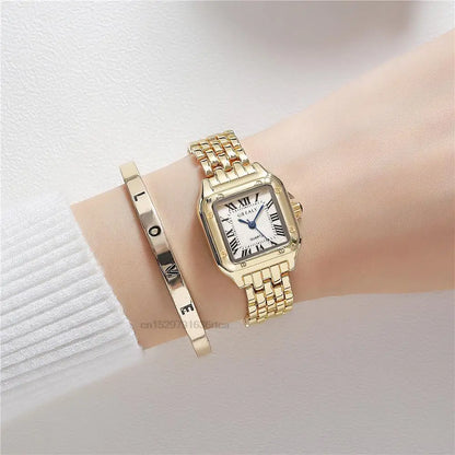 Montres de luxe en strass pour femmes, montre-bracelet à quartz carrée tendance, horloge simple pour dames, Reloj Mujer