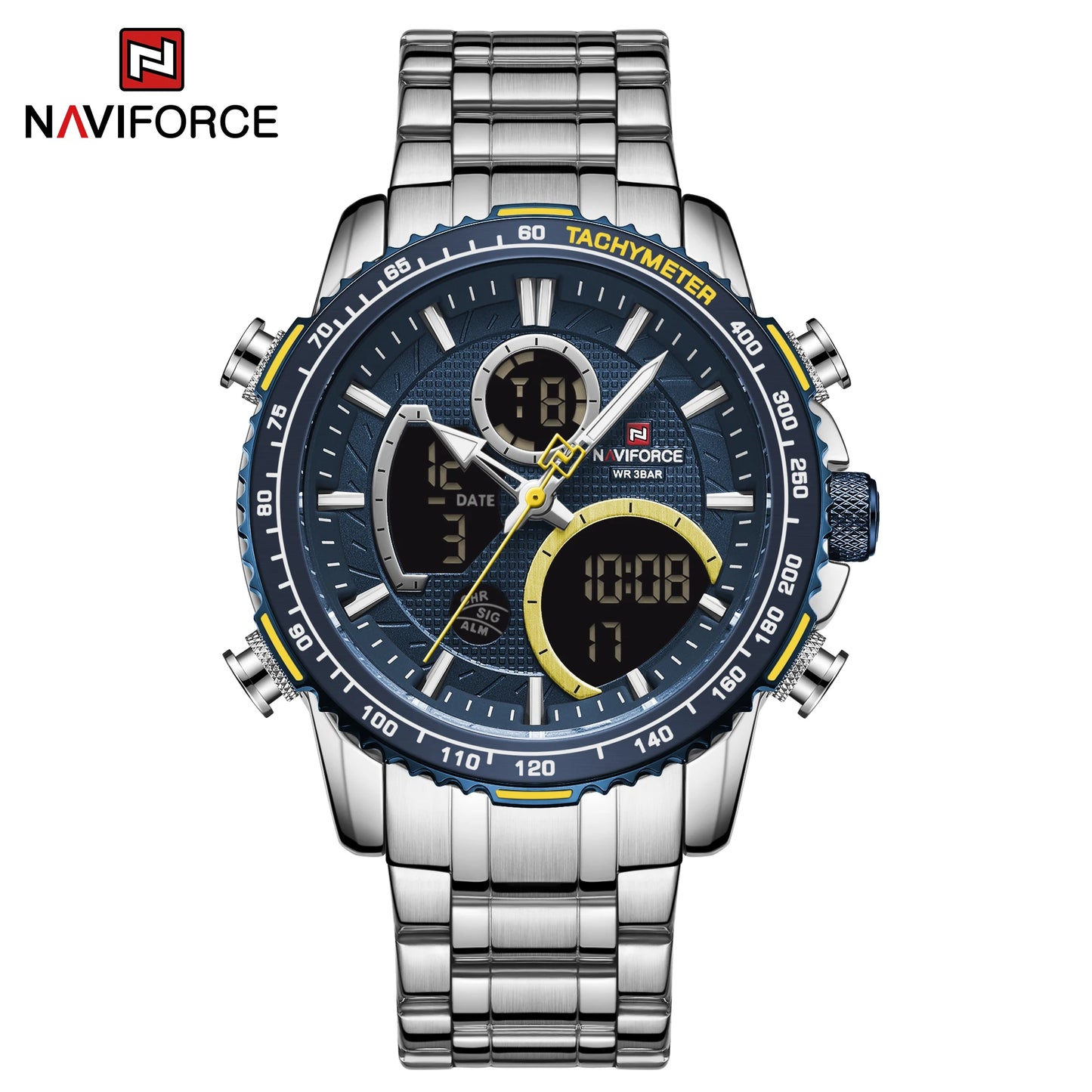 NAVIFORCE 2025 Nouvelle Montre Sport Homme Luxe Originale Montre-Bracelet en Acier Inoxydable Hommes Double Affichage Militaire Montres Étanche