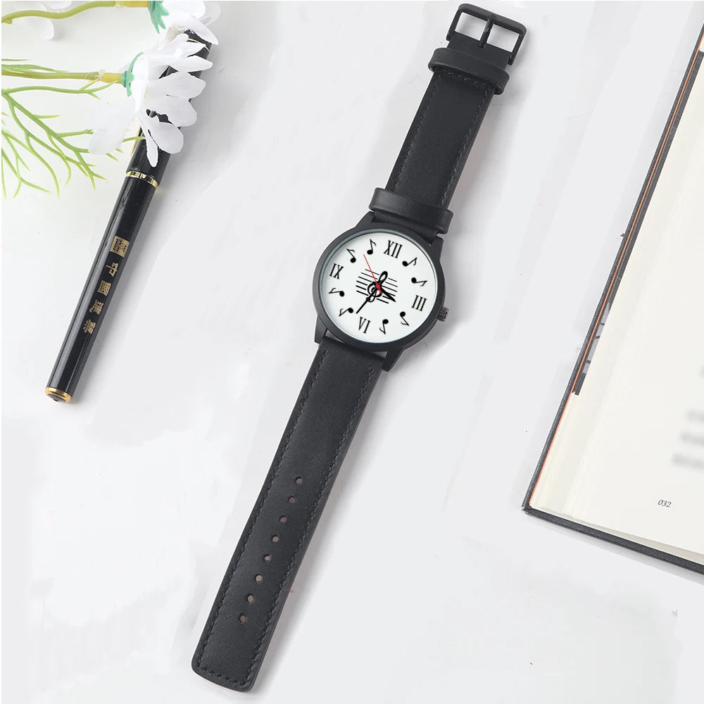 Montres-bracelets à quartz à symbole, Souvenir, Livraison gratuite, Montre-bracelet en or rose pour homme, Cadeau d'expert en musique, Naviforce, Note noire, Argent