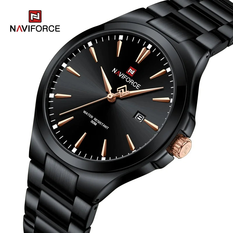 NAVIFORCE – Montres homme tendance au design original, en acier inoxydable, avec calendrier simple, étanches, Relogio Masculino