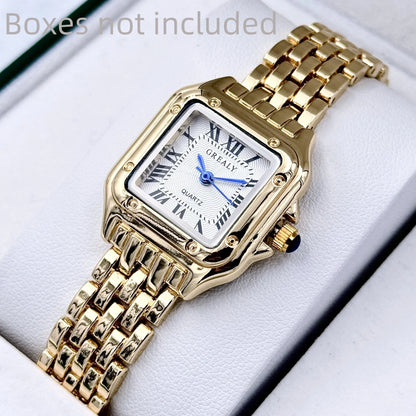 Nouvelles montres pour femmes, marque de luxe légère, affaires, or, acier inoxydable, mode féminine, montres à quartz, bracelet de montre pour femmes