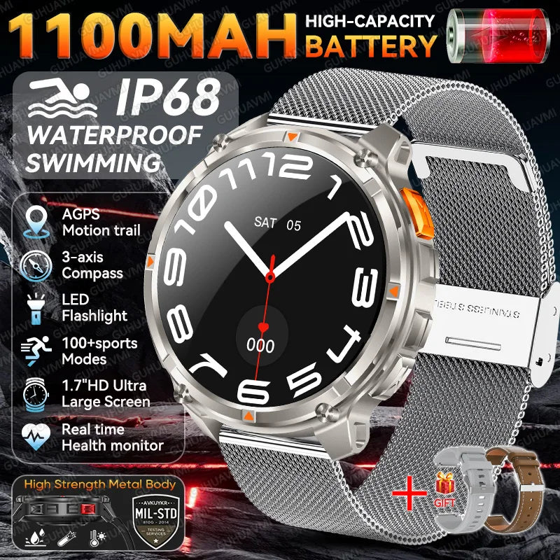 2026 New T-Rex3 Ultra 1100mAh Super Capacity Battery Adult Men Smart Watch 1.7" Large Screen Call 5ATM Waterproof Sports Watches