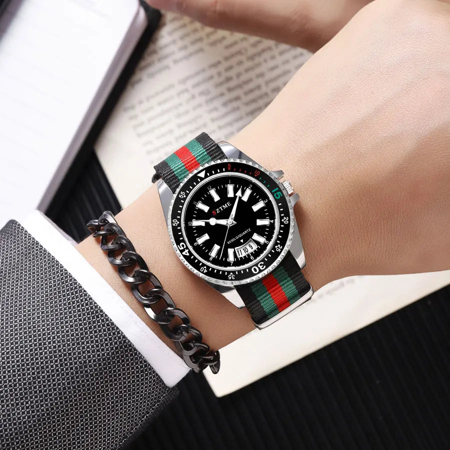 Nouvelle montre de calendrier à bracelet en nylon pour homme, luxueuse et simple montre à quartz de nuit pour hommes et femmes d'affaires