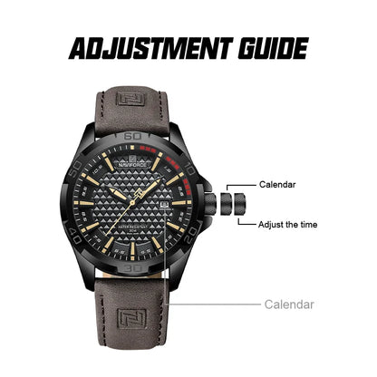 Montre-bracelet à quartz décontractée NAVIFORCE pour homme, style militaire, avec calendrier, étanche, en cuir, pour homme d'affaires, Relogio Masculino