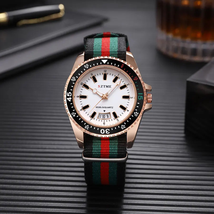 Nouvelle montre de calendrier à bracelet en nylon pour homme, luxueuse et simple montre à quartz de nuit pour hommes et femmes d'affaires