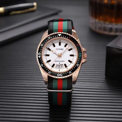 Nouvelle montre de calendrier à bracelet en nylon pour homme, luxueuse et simple montre à quartz de nuit pour hommes et femmes d'affaires