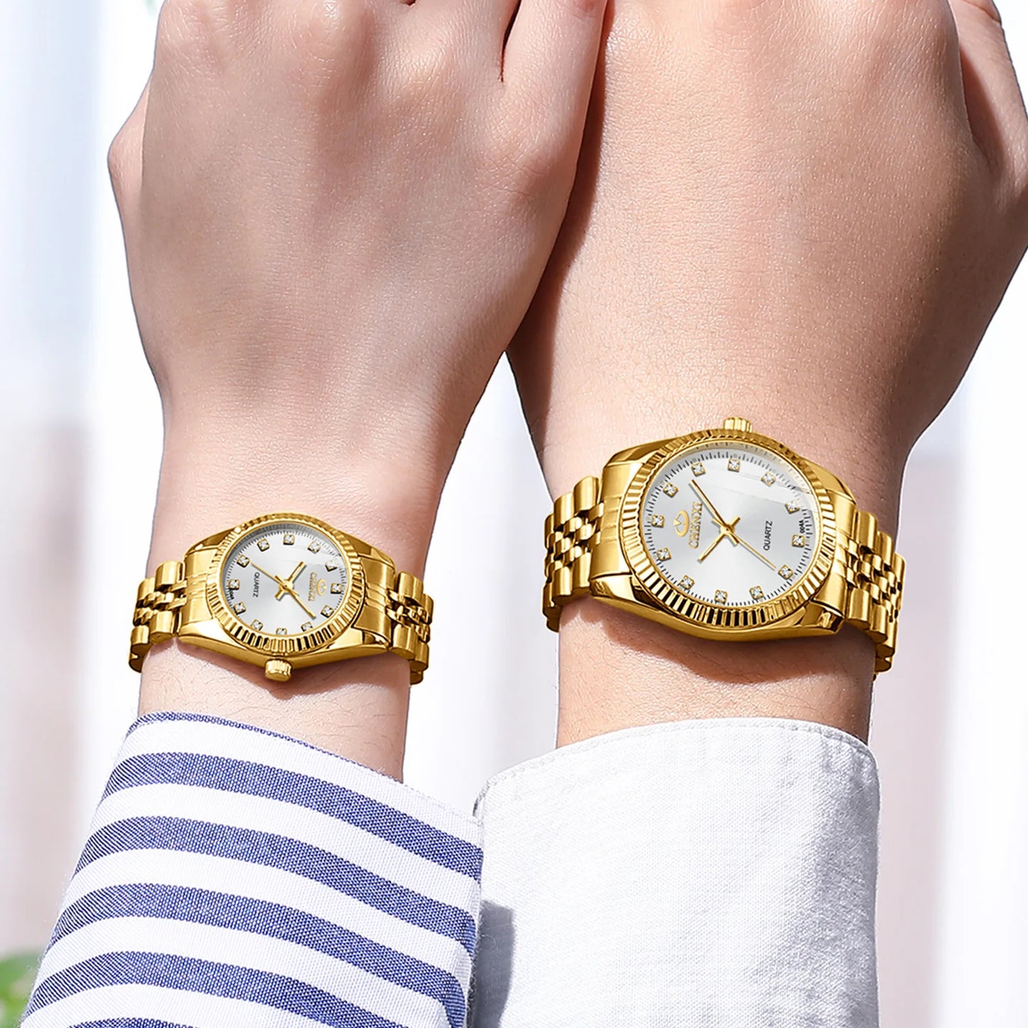 ChronoState Golden Aura Rhinestone Quartz Watch for Women