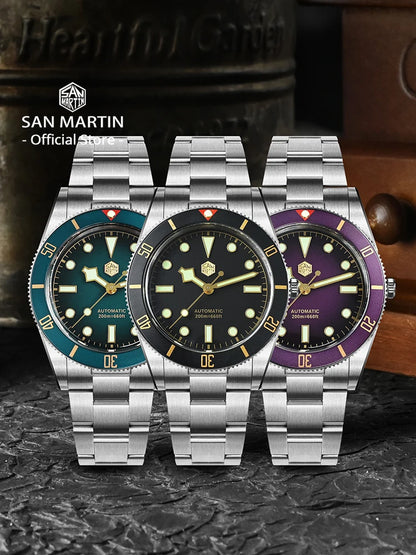 San Martin Nouvelle Montre Plongeur Homme Vintage BB54 Améliorée 37mm ST2130 Automatique Mécanique Saphir Lumineux Étanche 200m SN0138