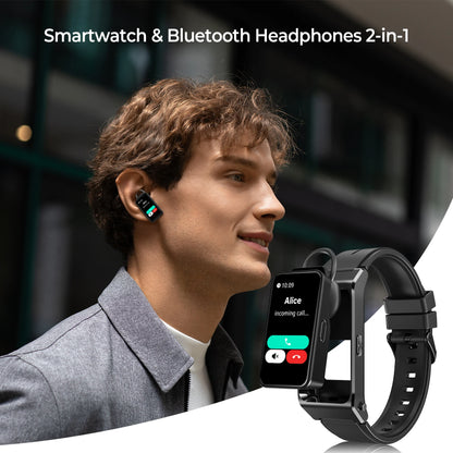 OUKITEL BT11 Smartwatch Oreillette Bluetooth 2-en-1, Surveillance de la santé 24h/24, Écran AMOLED 1,47", Montre connectée de sport étanche