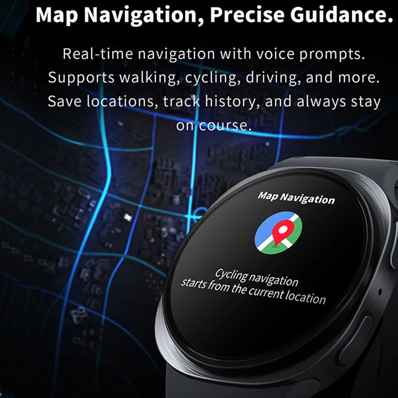 2025 Nouvelle Montre Connectée 8 Mini GPS Traceur Smartwatch Hommes Femmes Navigation par Carte Appel Bluetooth NFC IP68 Étanche Boussole Sport Montre Intelligente