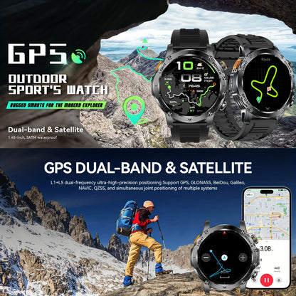 Montre Intelligente de Sport Extérieur GPS 2025 Hommes Écran AMOLED NFC Lampe de Poche Fréquence Cardiaque Étanche Appel Bluetooth 1000mAh SmartWatch