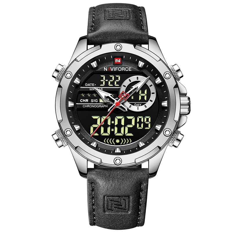 NAVIFORCE Digital Military LED Chronograph Watch 45mm
