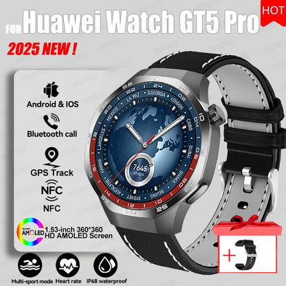 Montre connectée 2026 Watch 5 Pro GPS Suivi Boussole Hommes 360*360 Écran AMOLED NFC Appel BT Étanche Moniteur de Santé Montres Intelligentes Hommes