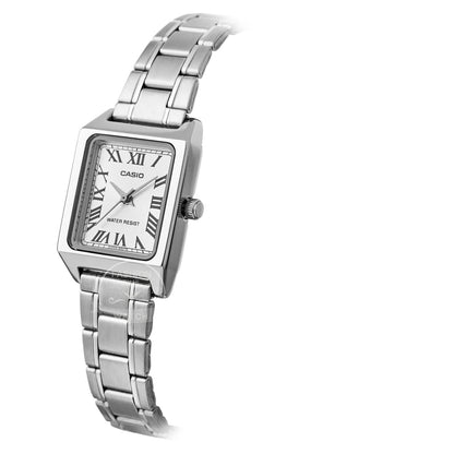 Casio LTP-V007D women's tonneau watch with stainless steel bracelet